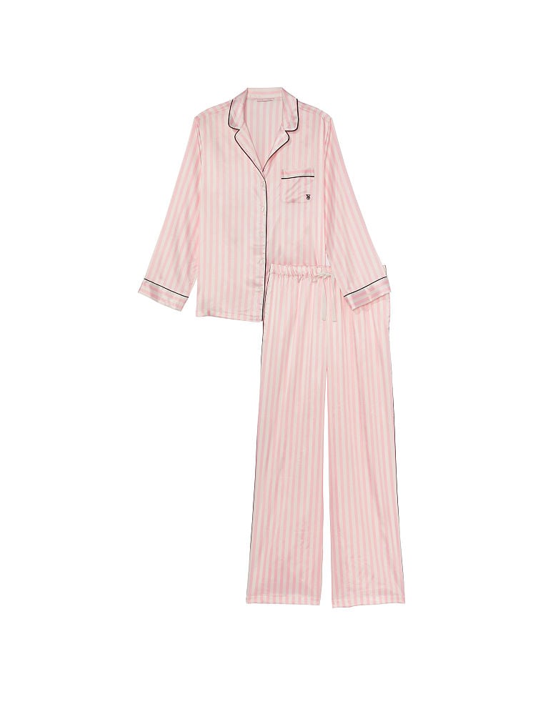 ست لباس خواب بلند ساتن ویکتوریا سیکرت مدل  Satin Long Pajama Set