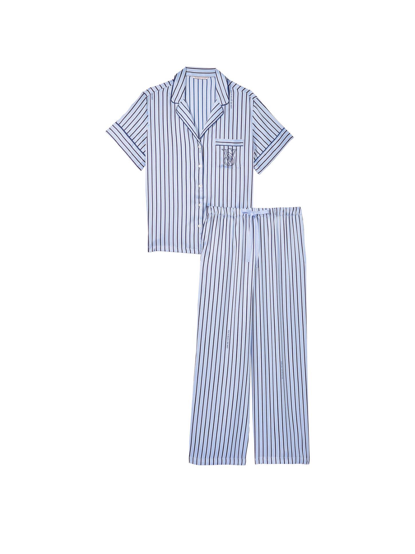 ست لباس خواب آستین کوتاه ساتن ویکتوریا سیکرت مدل  Satin Short-sleeve PJ Set